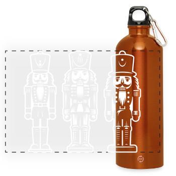 Nussknacker Trio Print - Panorama Trinkflasche mit Karabiner 750 ml - Orange - Vorne