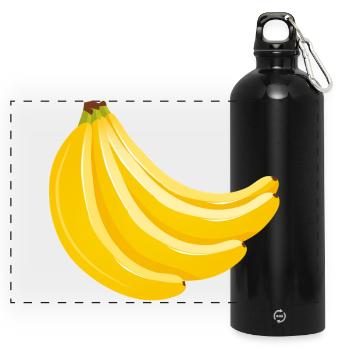 Vier gelbe Bananen im Bund für Fans von Food-Art - Panorama Trinkflasche mit Karabiner 750 ml - Schwarz - Vorne