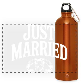 frisch verheiratet - Panorama Trinkflasche mit Karabiner 750 ml - Orange - Vorne