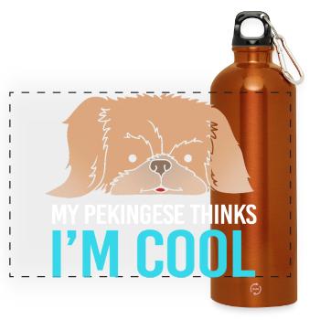 Pekinese Peningese - Panorama Trinkflasche mit Karabiner 750 ml - Orange - Vorne