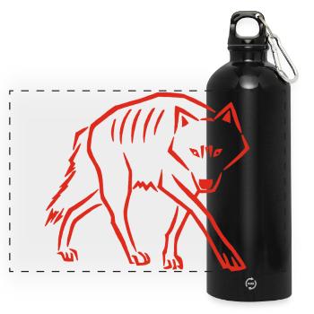 Rücktritt (Rot) - Panorama Trinkflasche mit Karabiner 750 ml - Schwarz - Vorne