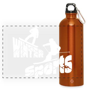 Winter Sports - Mountains - Panoramic Drinks Bottle with Carabiner 750 ml - burnt orange - Front