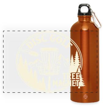 Disc Golf Tree Magnet – Design extérieur vintage - Gourde panoramique avec mousqueton 750 ml - orange - Devant