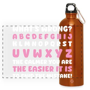 What's Wrong Funny teacher classroom - Panoramic Drinks Bottle with Carabiner 750 ml - burnt orange - Front