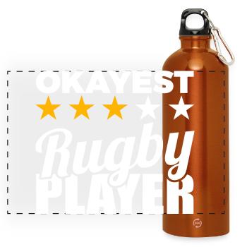 Funny rugby player - Panoramic Drinks Bottle with Carabiner 750 ml - burnt orange - Front