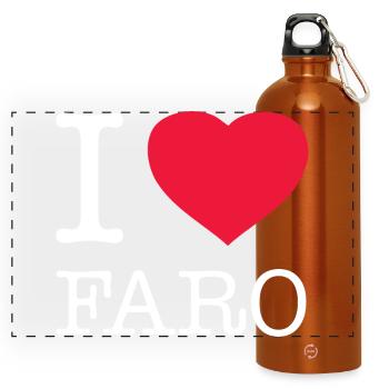 I LOVE FARO - Panoramic Drinks Bottle with Carabiner 750 ml - burnt orange - Front