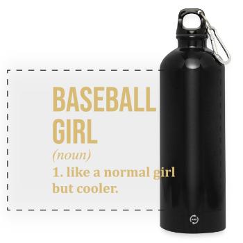 Baseball - Panorama Trinkflasche mit Karabiner 750 ml - Schwarz - Vorne