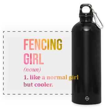Fechten - Panorama Trinkflasche mit Karabiner 750 ml - Schwarz - Vorne