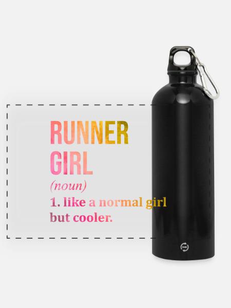 Läufer, Läufer, Läufer, Läufer - Panorama Trinkflasche mit Karabiner 750 ml - Schwarz