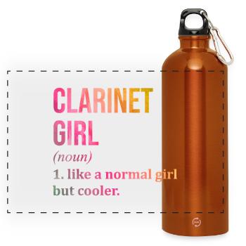 Klarinette - Panorama Trinkflasche mit Karabiner 750 ml - Orange - Vorne