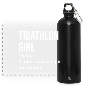 Triathlon - Panorama Trinkflasche mit Karabiner 750 ml - Schwarz - Vorne