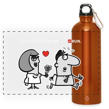 Amour ou Fuite – Humour Décalé (Version Sombre) - Gourde panoramique avec mousqueton 750 ml - orange - Devant