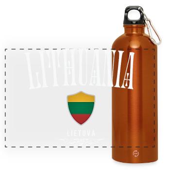 Lithuanian pride, minimalist elegant design - Panoramic Drinks Bottle with Carabiner 750 ml - burnt orange - Front
