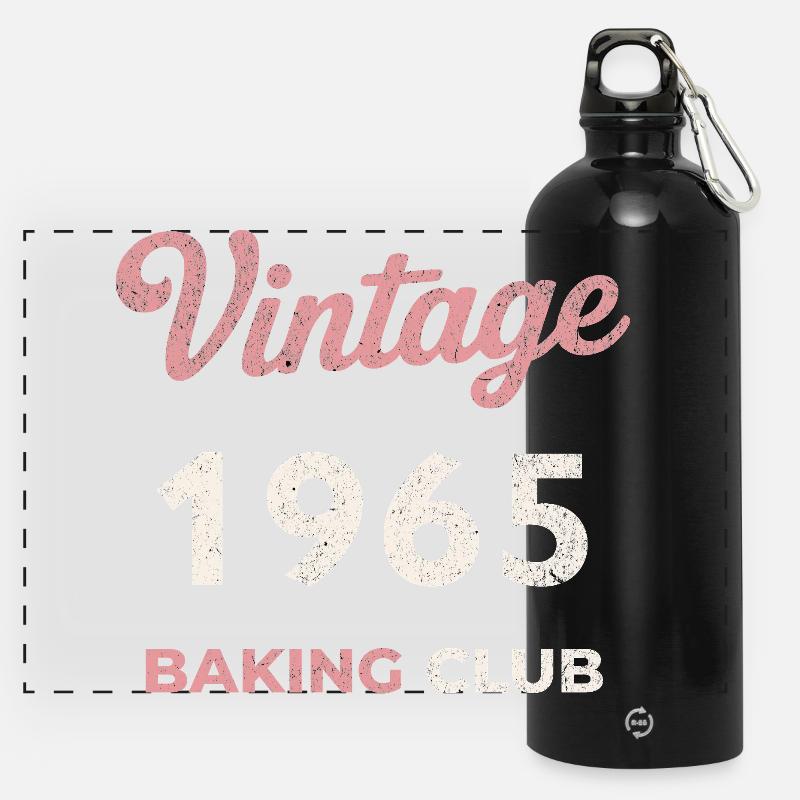 Vintage 1965 – Baking Club Retro Birth Year - Panoramic Drinks Bottle with Carabiner 750 ml - black
