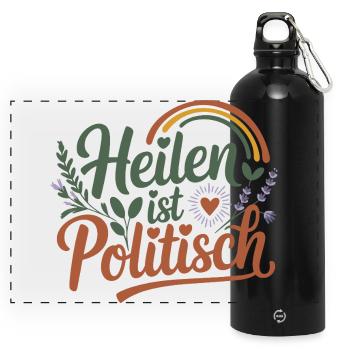 La guérison est un soin de soi politiquement féministe - Gourde panoramique avec mousqueton 750 ml - noir - Devant