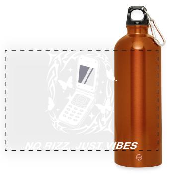 No Rizz Just Vibes Y2K Handy - Panorama Trinkflasche mit Karabiner 750 ml - Orange - Vorne