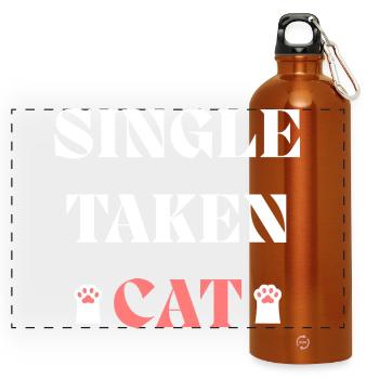 Chat unique pris pour la Saint-Valentin - Gourde panoramique avec mousqueton 750 ml - orange - Devant