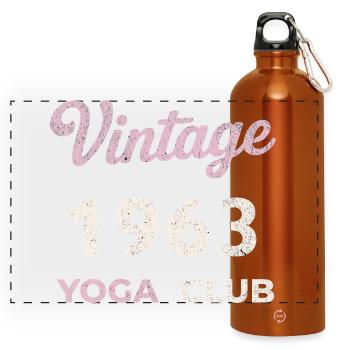 Vintage 1963 Yoga Club Retro Geburtsjahr Jahrgang - Panorama Trinkflasche mit Karabiner 750 ml - Orange - Vorne