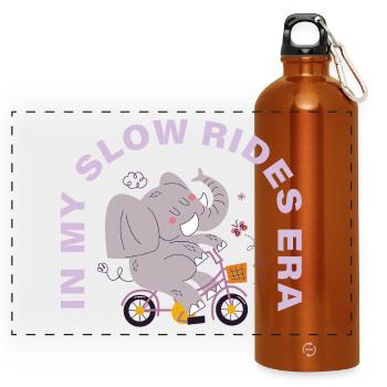 À l’époque de mes balades lentes – motif vélo douillet - Gourde panoramique avec mousqueton 750 ml - orange - Devant