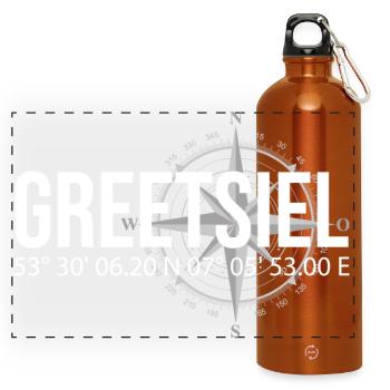 Koordinaten Greetsiel - Panorama Trinkflasche mit Karabiner 750 ml - Orange - Vorne