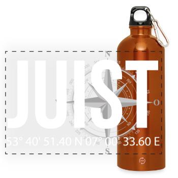 Koordinaten Juist - Panorama Trinkflasche mit Karabiner 750 ml - Orange - Vorne
