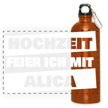 Hochzeit Feier Ich Mit Alicia - Panorama Trinkflasche mit Karabiner 750 ml - Orange - Vorne