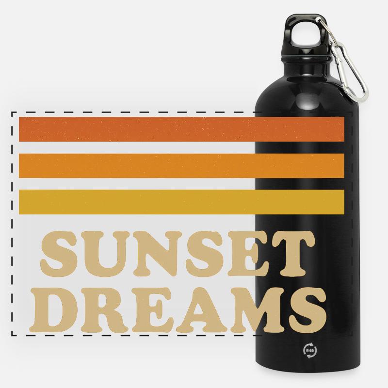 Sunset Dreams - Panorama Trinkflasche mit Karabiner 750 ml - Schwarz