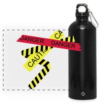 danger - Panoramic Drinks Bottle with Carabiner 750 ml - black - Front
