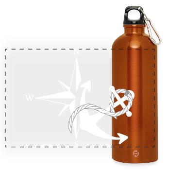 Anker & Seerose - Panorama Trinkflasche mit Karabiner 750 ml - Orange - Vorne