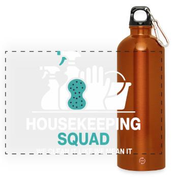 Lustiges Putzen Design - Panorama Trinkflasche mit Karabiner 750 ml - Orange - Vorne