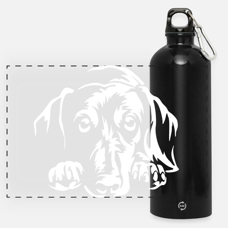 Dachshund "Black Edition" - Panoramic Drinks Bottle with Carabiner 750 ml - black