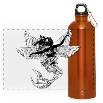 Créature mystique la sirène volante - Gourde panoramique avec mousqueton 750 ml - orange - Devant
