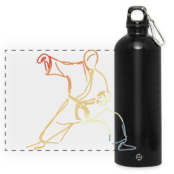 Judo Drawing - Panoramic Drinks Bottle with Carabiner 750 ml - black - Front