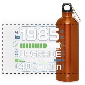 1985 Upgrade Läuft Seit 40 Jahren - Panorama Trinkflasche mit Karabiner 750 ml - Orange - Vorne
