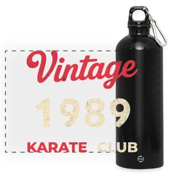 Millésime 1989 – Année de naissance rétro du Karate Club - Gourde panoramique avec mousqueton 750 ml - noir - Devant