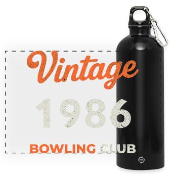 Millésime 1986 – Année de naissance rétro du Bowling Club - Gourde panoramique avec mousqueton 750 ml - noir - Devant