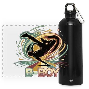 B-Boy Breakdance Hip Hop Danse Streetstyle - Gourde panoramique avec mousqueton 750 ml - noir - Devant