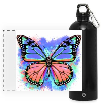 butterfly - Panoramic Drinks Bottle with Carabiner 750 ml - black - Front