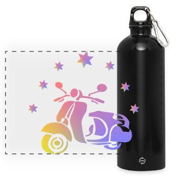 Retro scooter - Panoramic Drinks Bottle with Carabiner 750 ml - black - Front