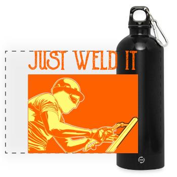 Schweißer Witz - Panorama Trinkflasche mit Karabiner 750 ml - Schwarz - Vorne