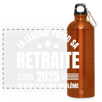 Retirement, I am retired, Retirement 2025 - Panoramic Drinks Bottle with Carabiner 750 ml - burnt orange - Front