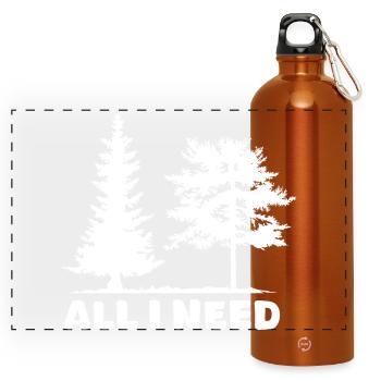Wald Natur Birke all i need Baum lustige Sprüche - Panorama Trinkflasche mit Karabiner 750 ml - Orange - Vorne