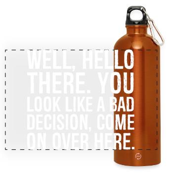 well hello there you look like a bad decision - Panoramic Drinks Bottle with Carabiner 750 ml - burnt orange - Front
