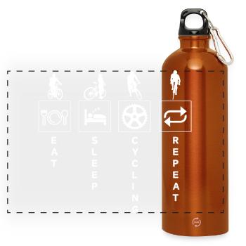Citation de cyclisme drôle manger dormir répéter - Gourde panoramique avec mousqueton 750 ml - orange - Devant