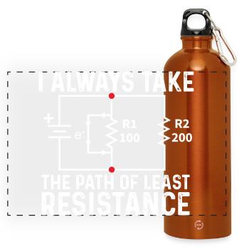 Nimm den Weg des geringsten Widerstands Ohm Witz - Panorama Trinkflasche mit Karabiner 750 ml - Orange - Vorne