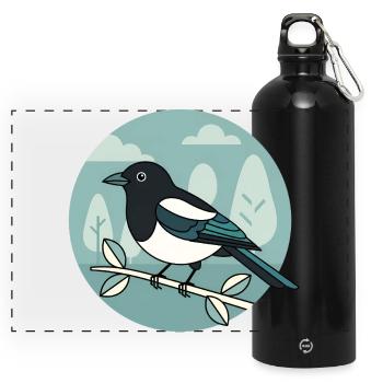 Elster - Panorama Trinkflasche mit Karabiner 750 ml - Schwarz - Vorne