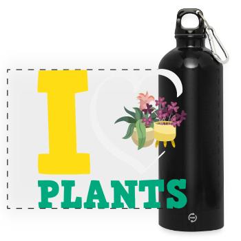 Jardinier amoureux des plantes - Gourde panoramique avec mousqueton 750 ml - noir - Devant