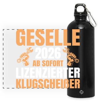 Formation complétée pour technicien mécatronique automobile 2026 - Gourde panoramique avec mousqueton 750 ml - noir - Devant