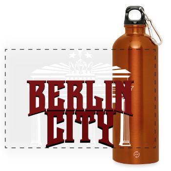 Lettrage de Berlin City avec porte de Brandebourg - Gourde panoramique avec mousqueton 750 ml - orange - Devant