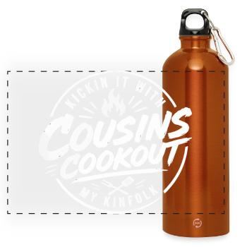 Cousins Cookout Barbecue | Family Reunion Gift - Panoramic Drinks Bottle with Carabiner 750 ml - burnt orange - Front